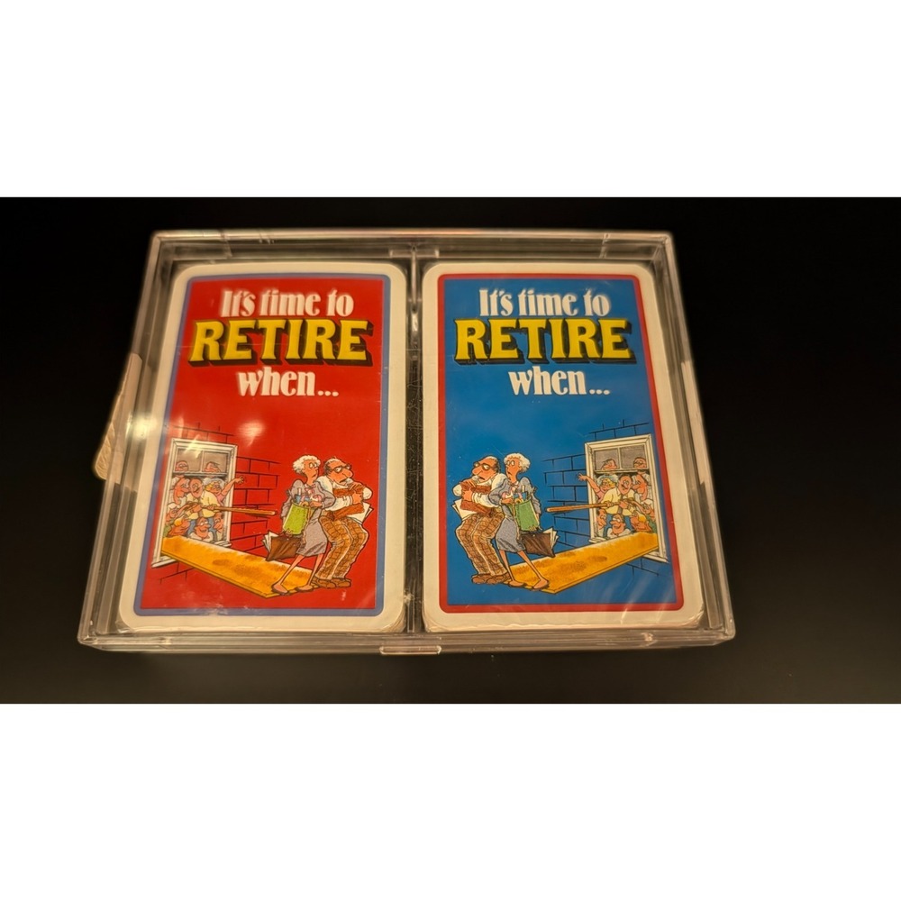 "It's Time To Retire" Playing Cards 2 Deck Set Old Joke Gag Gift Humor Vintage